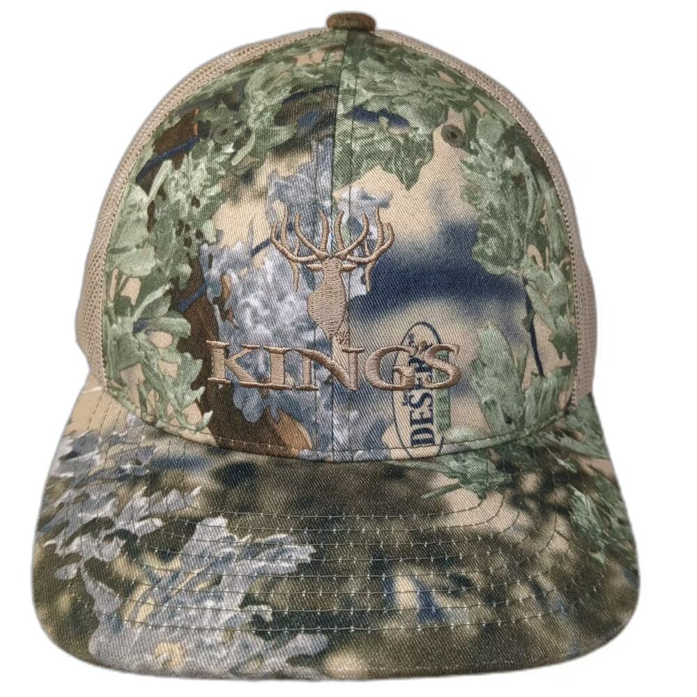 King's Trucker Hat Green Beige Camo Snapback OS Adjustable Mesh Richardson